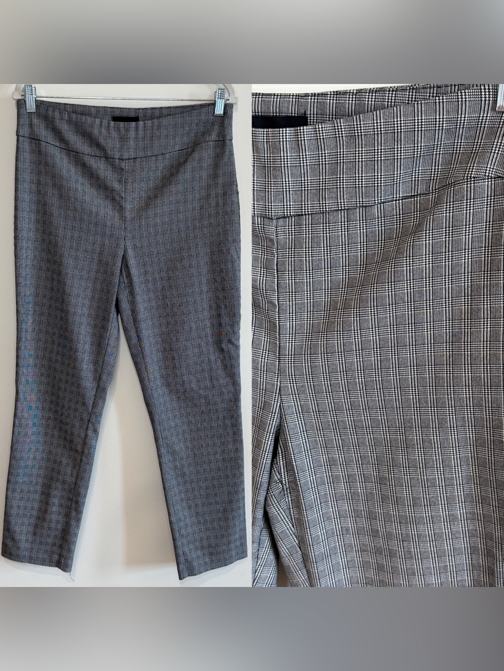Massimo Fabbro Italy Gray Plaid Pull-On Slim Stretch Ankle Pants Size 10